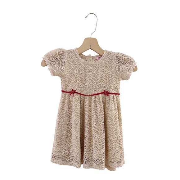 April Cornell Kids Baby Dress Lace Holiday Valentine's Cream Red - Picture 1 of 5